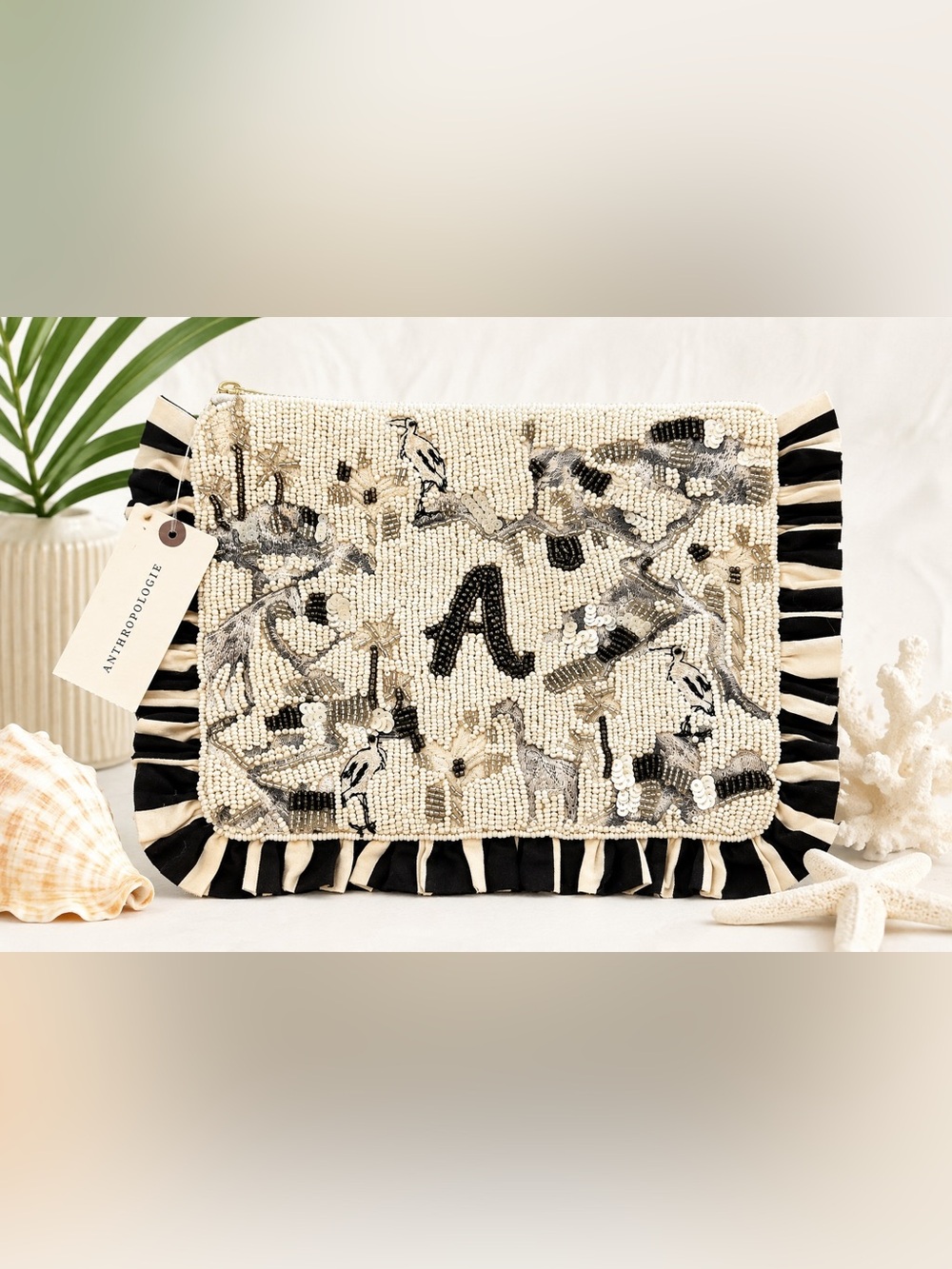 Anthropologie x Elena Hristova Beaded Coastal Clutch Bag NWT
